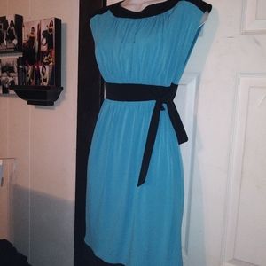 Maggie London Teal Blue & Black Dress sz 6